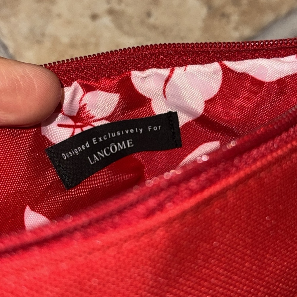 LANCÔME Summer Red/White Skincare/Makeup/Cosmetic Zipper Pouch Case Rope Pull - Picture 9 of 9